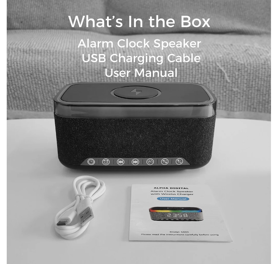 Image 731446_ALTMORE8.jpg, Product 731-446 / Price $113.99, Sungale Alarm Clock Speaker with Wireless Charger from Sungale on TSC.ca's Electronics department
