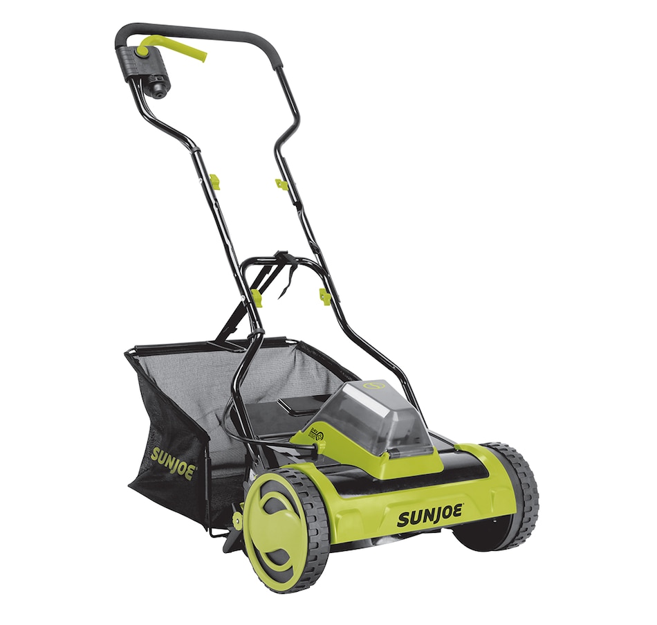 Image 731545.jpg, Product 731-545 / Price $274.99, Sun Joe 24V Ion+ 15" Cordless Push Reel Mower, Rear Bag with 4.0-Ah Battery and Charger from Snow Joe & Sun Joe on TSC.ca's Home & Garden department