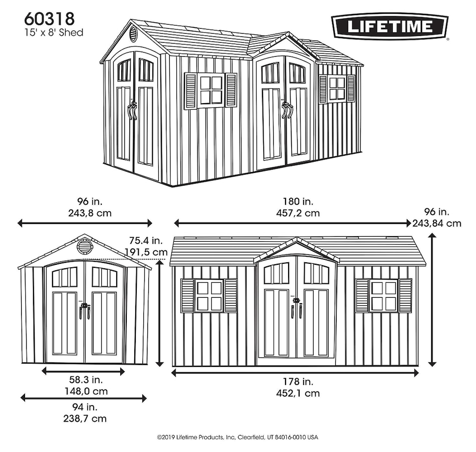 Image 731674_ALTMORE4.jpg, Product 731-674 / Price $3,799.99, Lifetime Outdoor Storage Shed, 15' x 8' with Dual Side Entry (grey) from Lifetime on TSC.ca's Home & Garden department