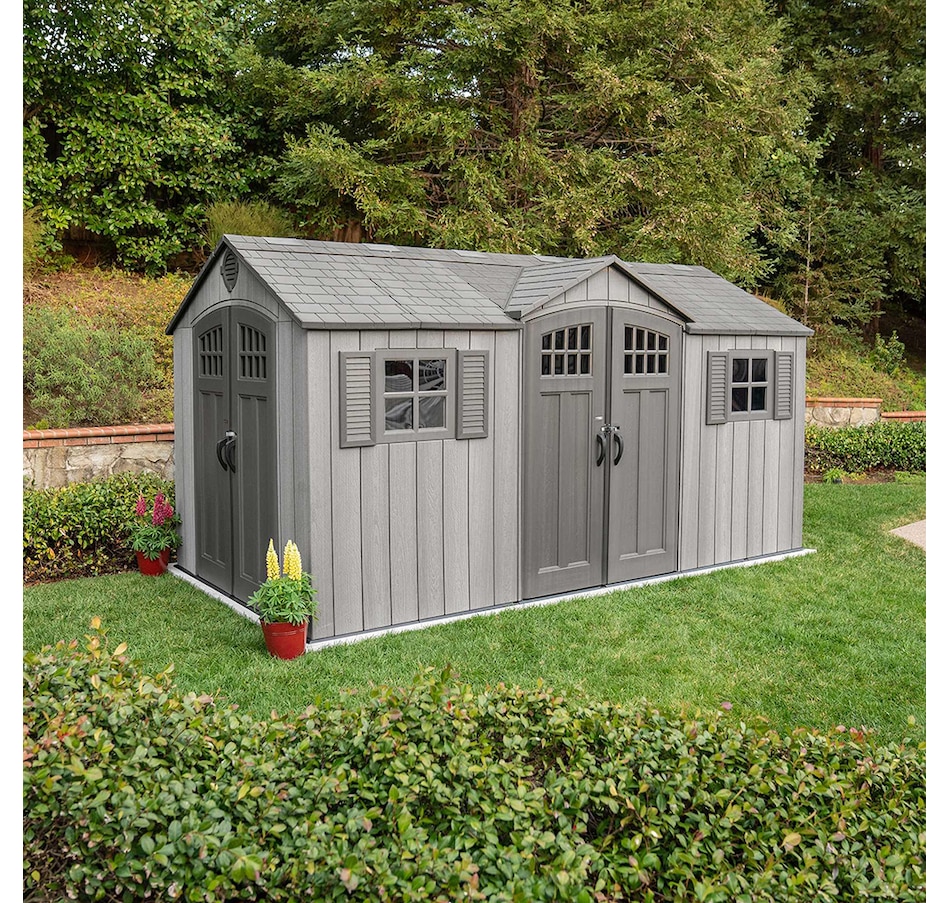 Image 731674_ALTMORE6.jpg, Product 731-674 / Price $3,799.99, Lifetime Outdoor Storage Shed, 15' x 8' with Dual Side Entry (grey) from Lifetime on TSC.ca's Home & Garden department