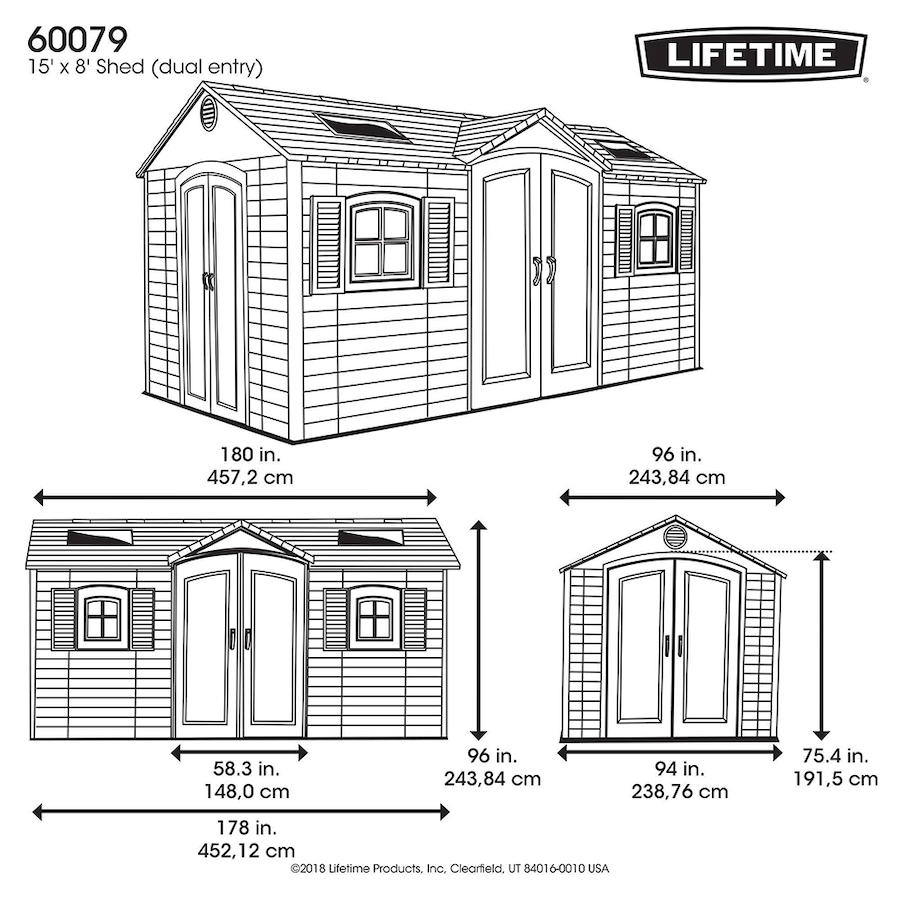 Image 731675_ALTMORE3.jpg, Product 731-675 / Price $3,699.99, Lifetime Outdoor Storage Shed, 15' x 8' with Dual Side Entry from Lifetime on TSC.ca's Home & Garden department