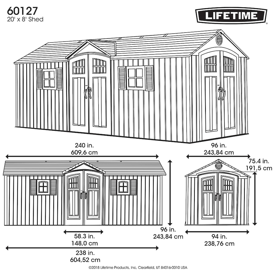 Image 731676_ALTMORE1.jpg, Product 731-676 / Price $5,499.99, Lifetime Outdoor Storage Shed, 20' x 8' with Dual Side Entry from Lifetime on TSC.ca's Home & Garden department