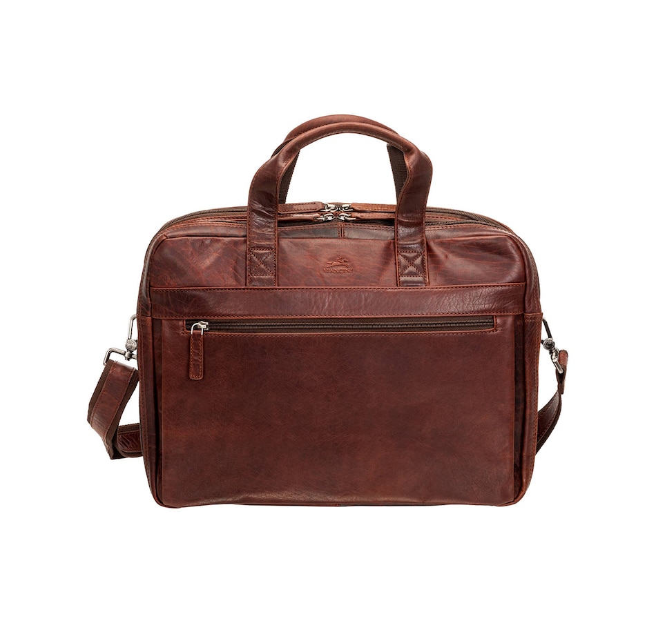 Image 731746_BRN.jpg, Product 731-746 / Price $249.99, Mancini Buffalo Double Compartment Briefcase for Laptop and Tablet from Mancini Fine Leather on TSC.ca's Electronics department