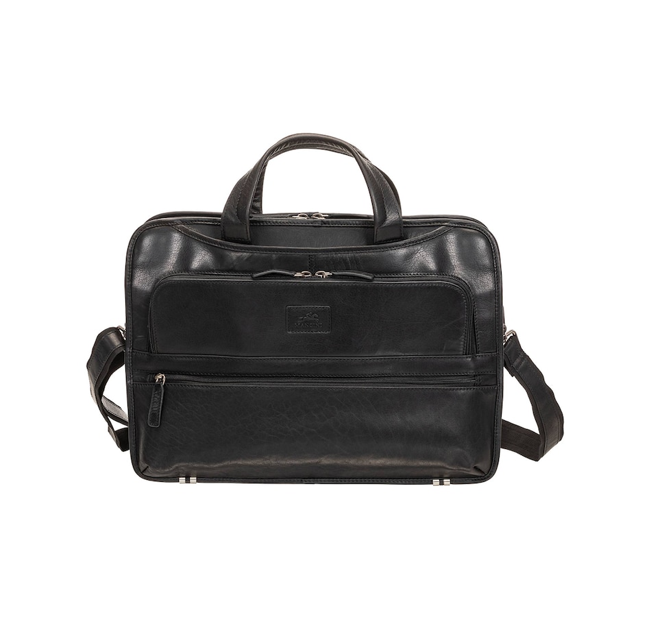 Image 731747_BLK.jpg, Product 731-747 / Price $279.99, Mancini Buffalo Triple Compartment Briefcase for 15.6" Laptop and Tablet from Mancini Fine Leather on TSC.ca's Electronics department