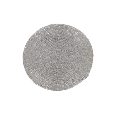 Christmas Beaded Round Coaster Silver (Set of 6)