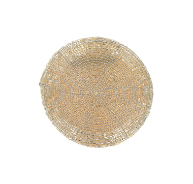 Christmas Beaded Round Coaster Gold (Set of 6)