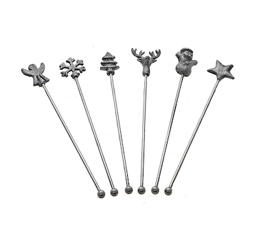 Christmas Set Of 6 Assorted Swizzle Sticks