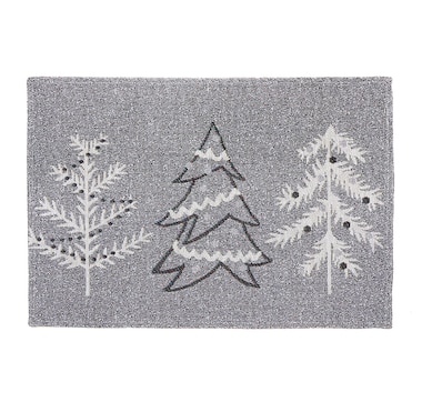 Christmas Tapestry Placemat Gray Trees 13" x 18" (Set of 12)