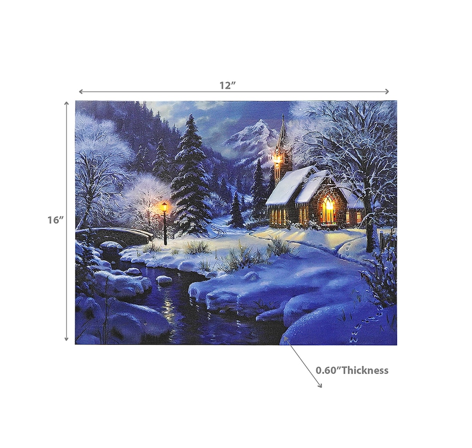 Image 731982_ALTMORE2.jpg, Product 731-982 / Price $22.00, Christmas LED Canvas Wall Art Church Beside River 12" x 16" from IH Casa Decor on TSC.ca's Home & Garden department