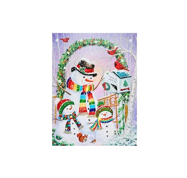 Christmas LED Canvas Wall Art Snowman Mailing Letter 12" x 16"