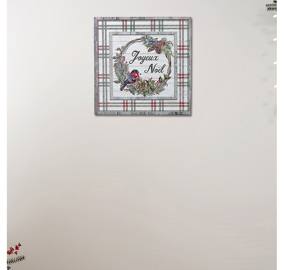 Image 732011_ALTMORE1.jpg, Product 732-011 / Price $34.00, Christmas Wood Plaid Border Wall Sign Joyeux Noel from IH Casa Decor on TSC.ca's Home & Garden department