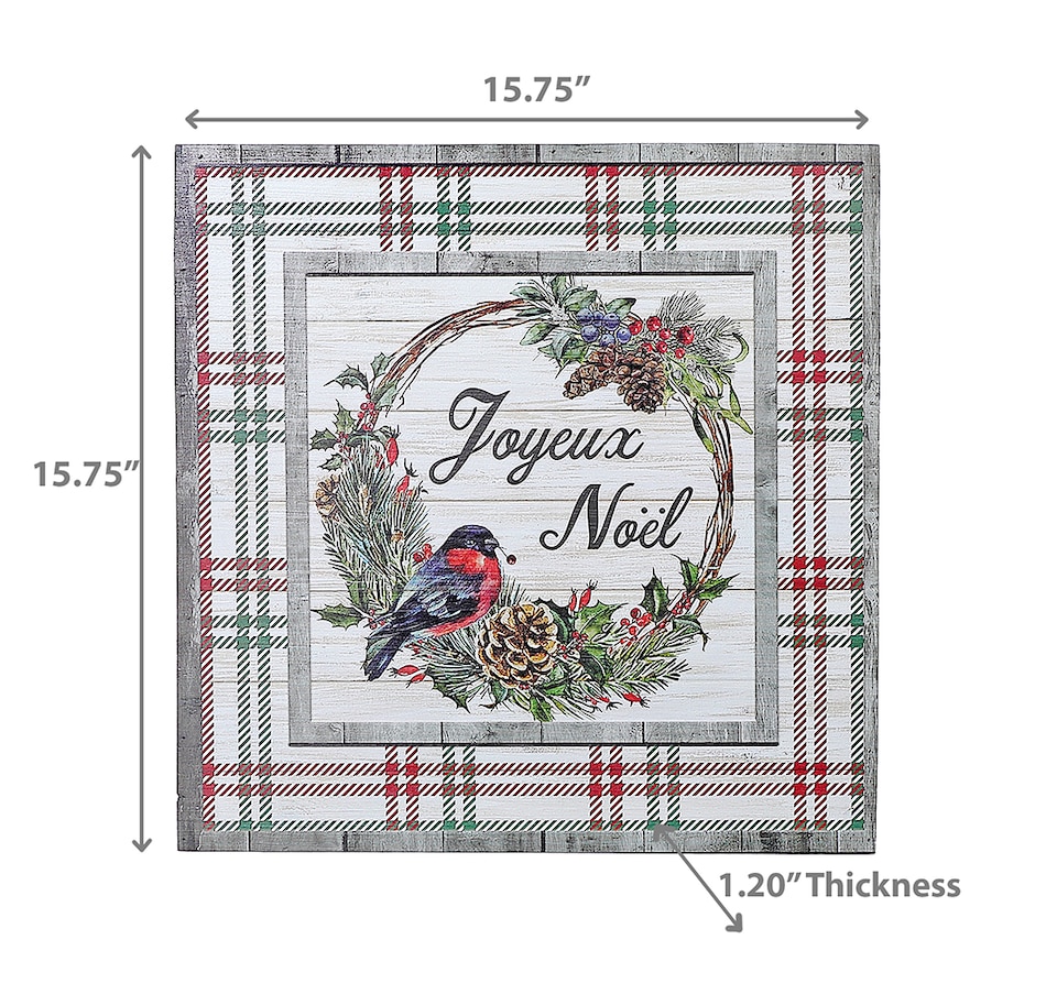 Image 732011_ALTMORE2.jpg, Product 732-011 / Price $34.00, Christmas Wood Plaid Border Wall Sign Joyeux Noel from IH Casa Decor on TSC.ca's Home & Garden department
