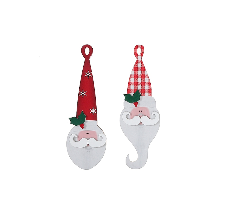 Image 732012.jpg, Product 732-012 / Price $24.00, Christmas MDF Santa Head Hanger (set of 2) from IH Casa Decor on TSC.ca's Home & Garden department