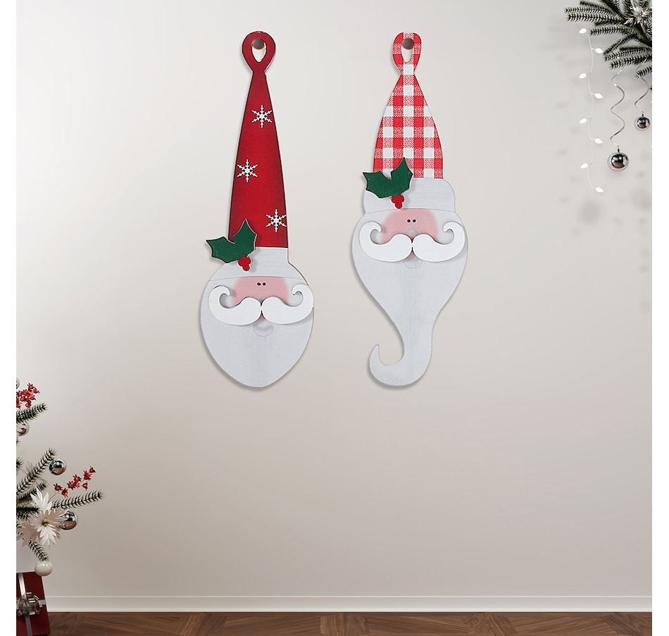 Image 732012_ALTMORE1.jpg, Product 732-012 / Price $24.00, Christmas MDF Santa Head Hanger (set of 2) from IH Casa Decor on TSC.ca's Home & Garden department