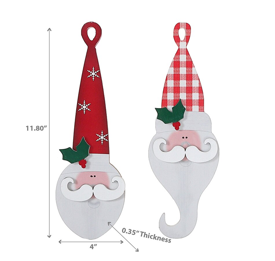 Image 732012_ALTMORE2.jpg, Product 732-012 / Price $24.00, Christmas MDF Santa Head Hanger (set of 2) from IH Casa Decor on TSC.ca's Home & Garden department