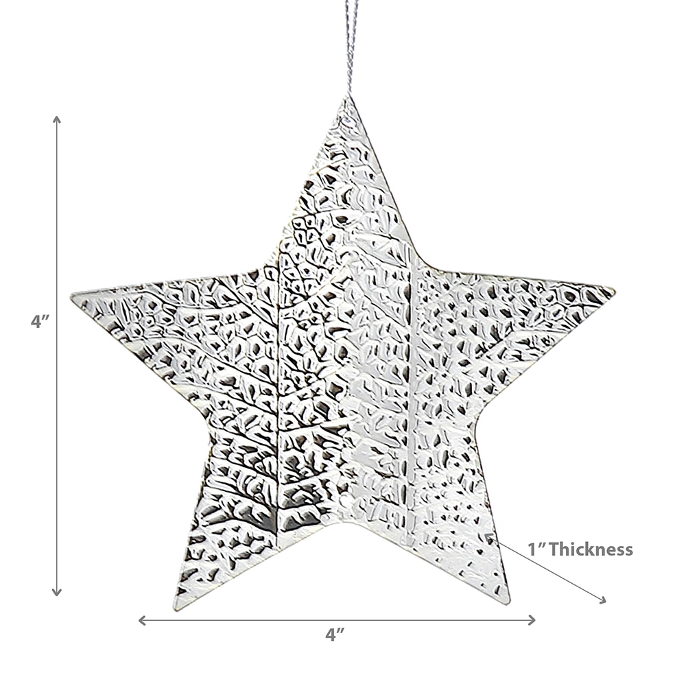 Christmas Hammered Metal Star Ornament (silver, set of 12)