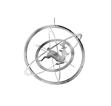 Christmas 3D Silver Metal Ornament Single Reindeer (set of 12)