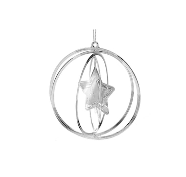 Christmas Spinning Silver Metal Star Ornament (set of 12)