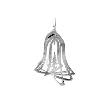 Christmas Spinning Silver Metal Bell Ornament (set of 12)
