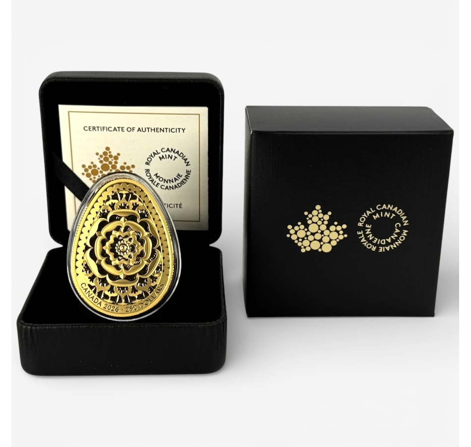 Image 732050.jpg, Product 732-050 / Price $17,999.95, 2026 $250 Pure Gold Coin Pysanka Egg from Royal Canadian Mint (RCM) on TSC.ca's Coins department