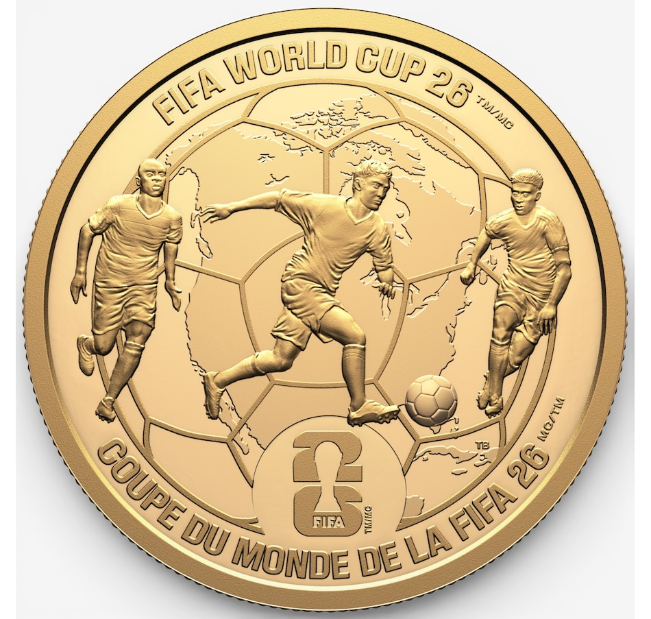 Image 732052_ALTMORE1.jpg, Product 732-052 / Price $10,999.95, 2026 $200 FIFA World Cup: We All Play Together One Ounce Fine Gold Coin from Royal Canadian Mint (RCM) on TSC.ca's Coins department