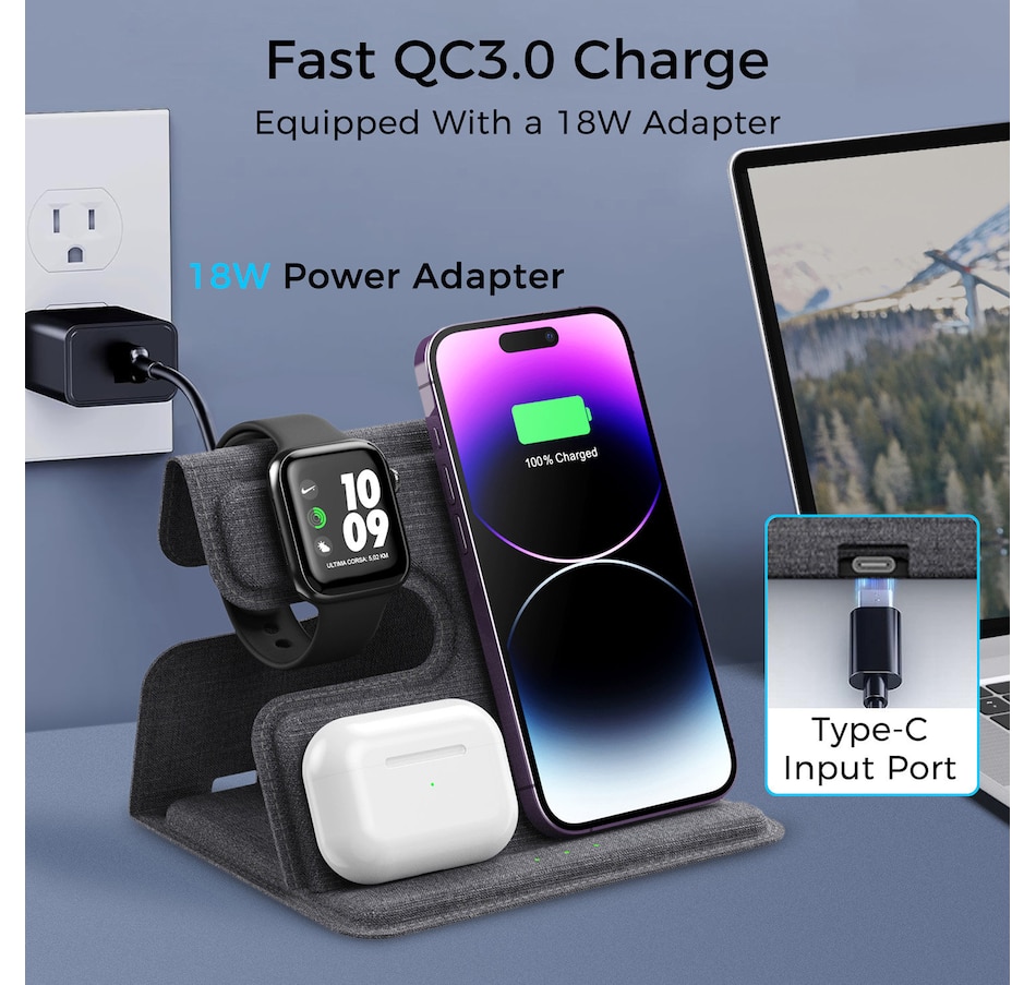 Image 732066_ALTMORE3.jpg, Product 732-066 / Price $84.99, Alpha Digital 3-in-1 Foldable Wireless Charger from Alpha Digital on TSC.ca's Electronics department