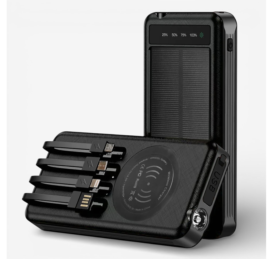 Image 732067_BLK.jpg, Product 732-067 / Price $59.99, Alpha Digital 10,000-mAh Outdoor Power Bank with Solar Panel and Wireless Charging from Alpha Digital on TSC.ca's Electronics department