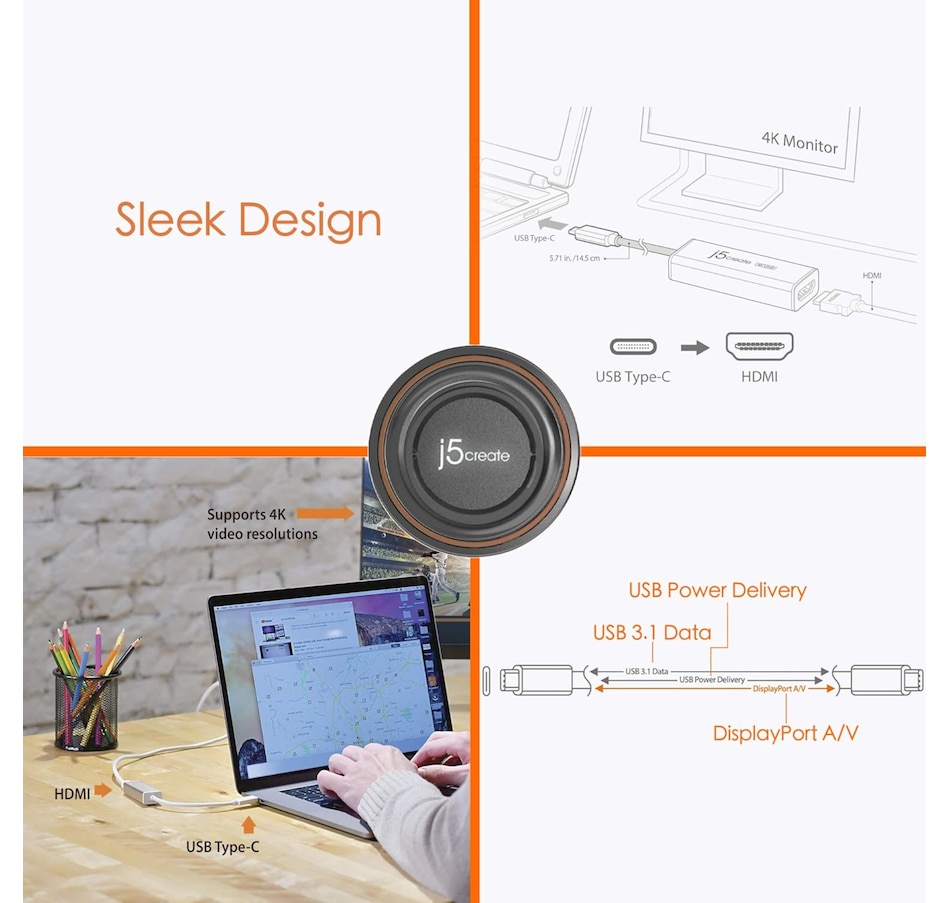 Image 732075_ALTMORE3.jpg, Product 732-075 / Price $54.99, j5create USB-C to 4K HDMI Adapter from j5create on TSC.ca's Electronics department