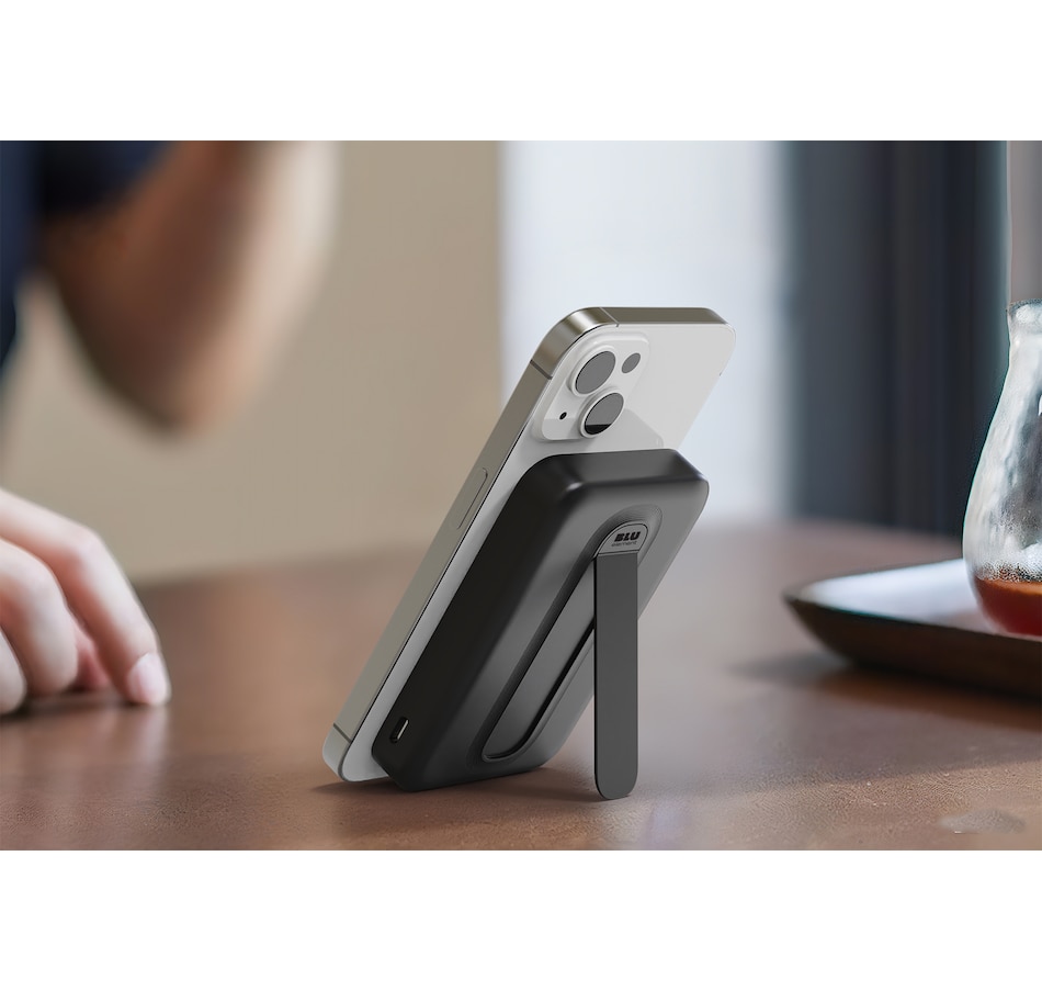 Image 732106_ALTMORE7.jpg, Product 732-106 / Price $74.99, Blu Element Qi2 Slim Wireless Power Bank with Kickstand 10K (black) from Blu Element on TSC.ca's Electronics department