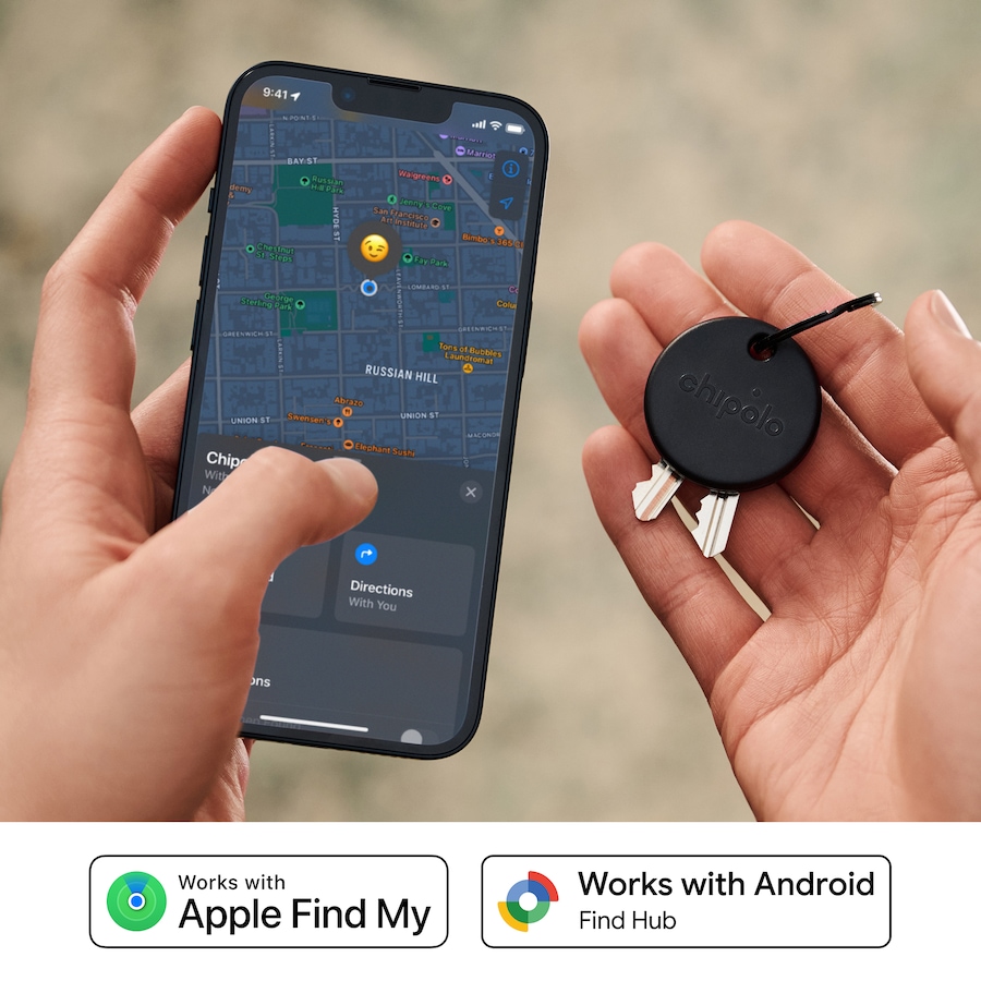 Image 732109_ALTMORE3.jpg, Product 732-109 / Price $119.99, Chipolo Pop Tracking Tag (works with Google’s Find My Device or Apple Find My; 4-pack; black) from Chipolo on TSC.ca's Electronics department