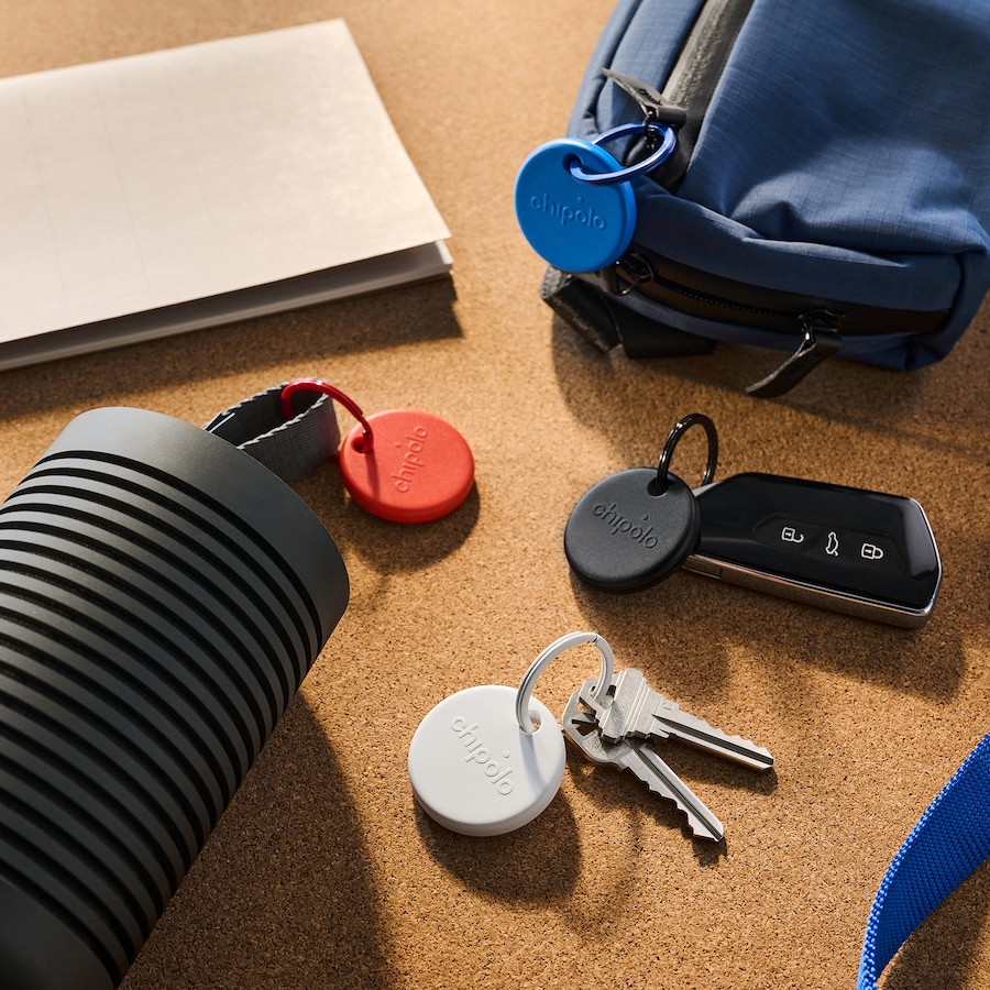 Image 732123_ALTMORE2.jpg, Product 732-123 / Price $119.99, Chipolo Pop Tracking Tag (works with Google’s Find My Device or Apple Find My; 4-pack; black, white, red, blue) from Chipolo on TSC.ca's Electronics department