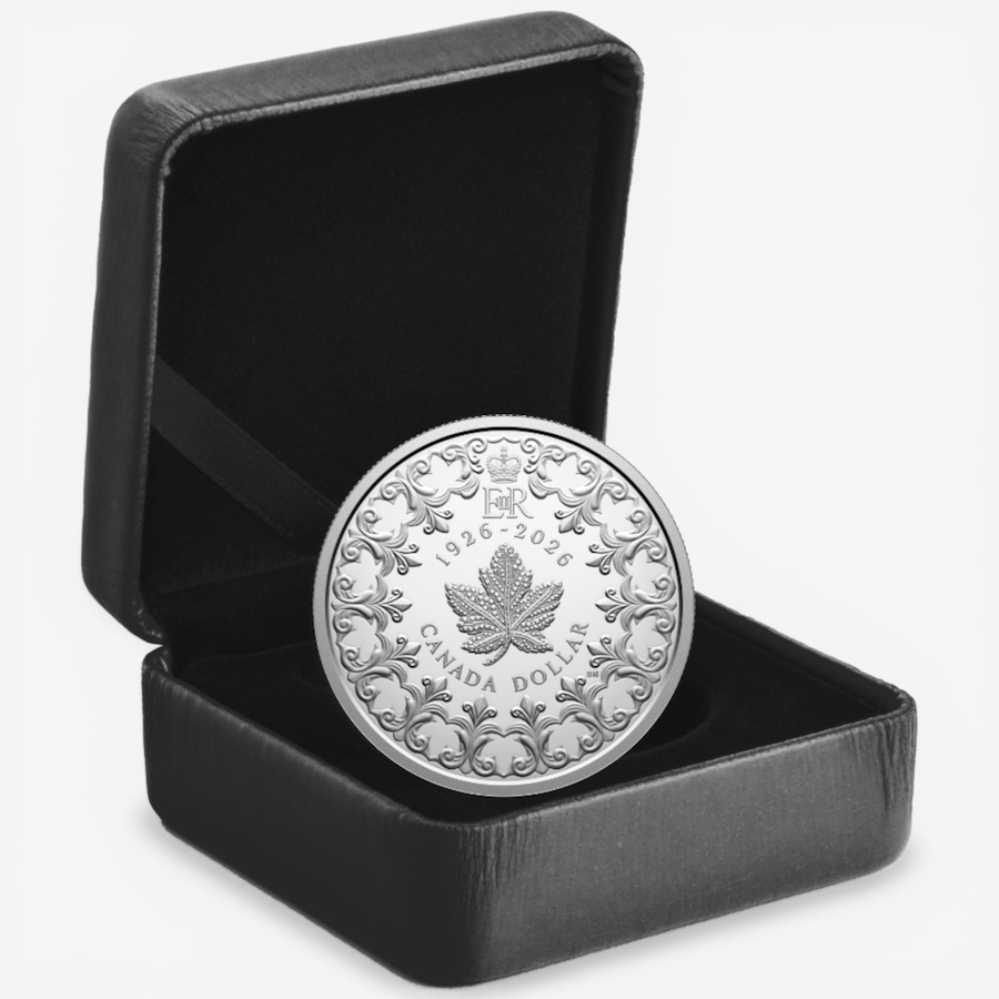Image 732166_ALTMORE1.jpg, Product 732-166 / Price $219.95, 2026 Special Edition Proof Silver Dollar 100th Anniversary of the Birth of Queen Elizabeth II from Royal Canadian Mint (RCM) on TSC.ca's Coins department