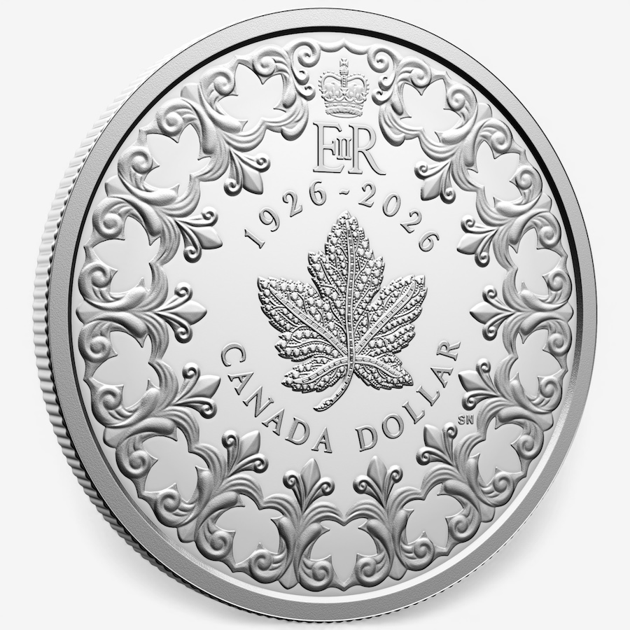 Image 732166_ALTMORE3.jpg, Product 732-166 / Price $219.95, 2026 Special Edition Proof Silver Dollar 100th Anniversary of the Birth of Queen Elizabeth II from Royal Canadian Mint (RCM) on TSC.ca's Coins department