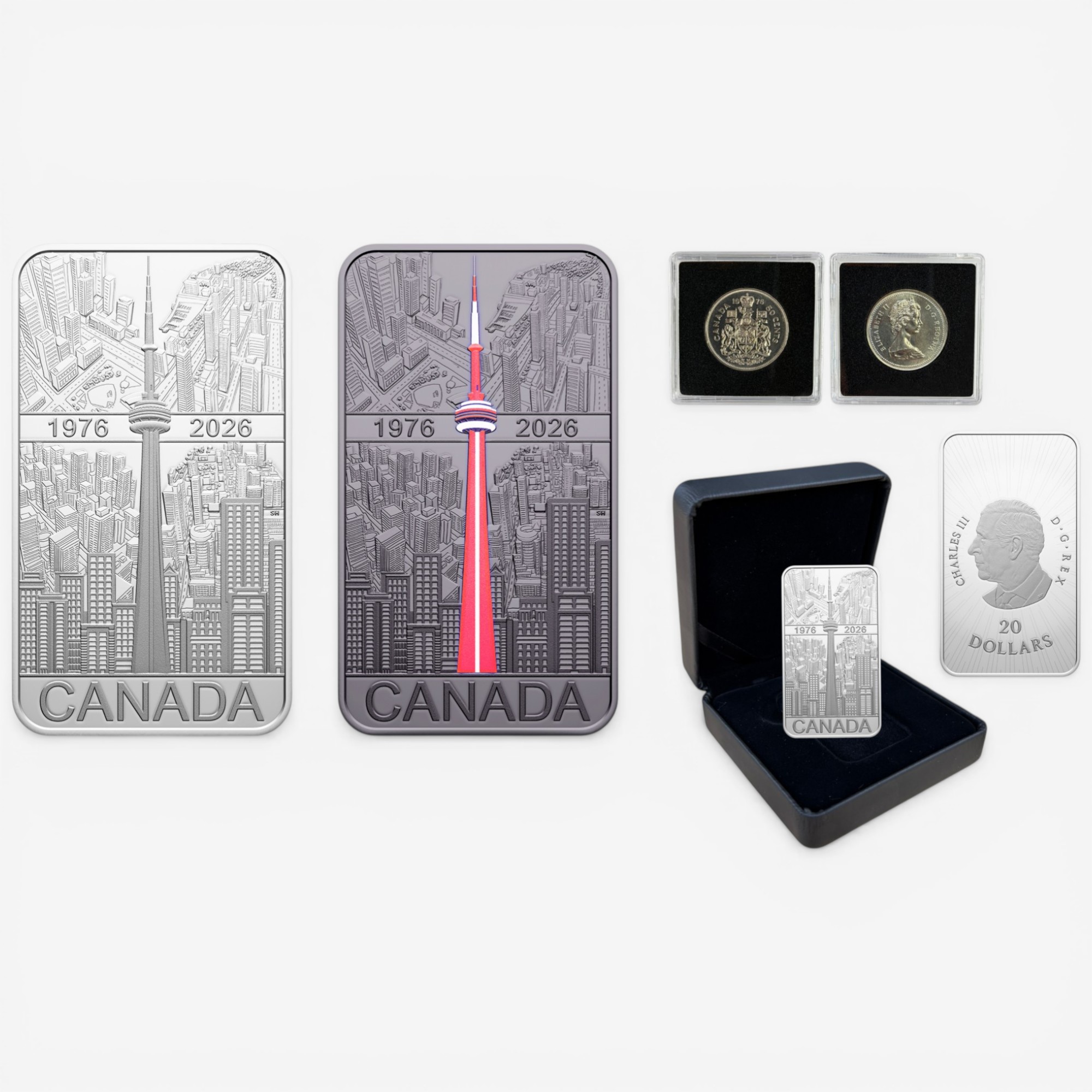 2026 $20 CN Tower 1 oz Fine Silver Rectangular Glow Coin with