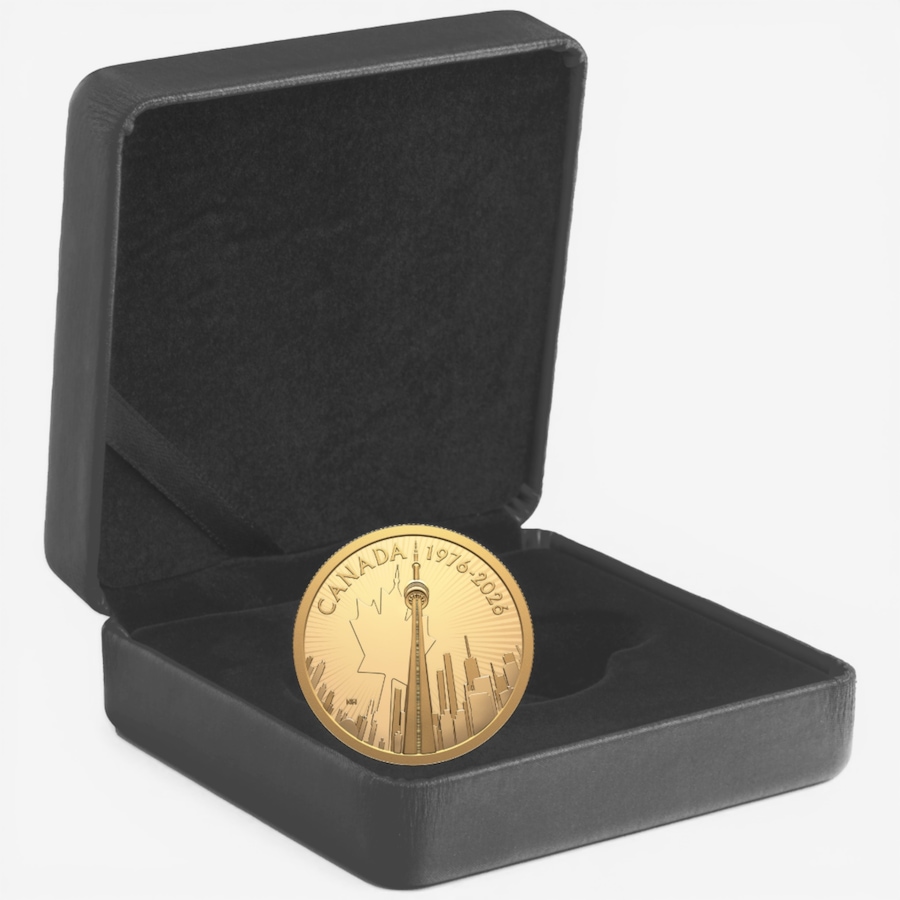 Image 732168_ALTMORE1.jpg, Product 732-168 / Price $4,759.95, 2026 CN Tower $200 Pure Gold Coin from Royal Canadian Mint (RCM) on TSC.ca's Coins department