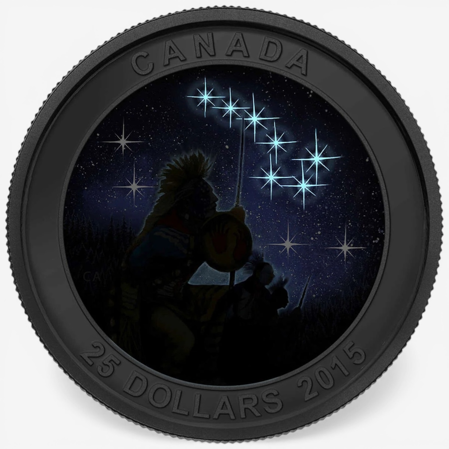 Image 732172_ALTMORE2.jpg, Product 732-172 / Price $199.95, 2015 $25 Star Charts Series: The Quest 1 oz Fine Silver Coin (glow in the dark; includes black light) from Canadian Coin & Currency on TSC.ca's Coins department