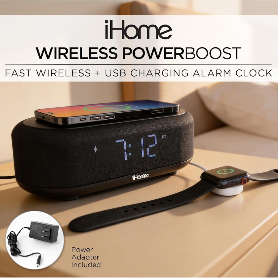 Image 732189_ALTMORE1.jpg, Product 732-189 / Price $59.99, iHome Bluetooth Alarm Clock with Wireless Charger and USB Charging Station from iHome on TSC.ca's Electronics department
