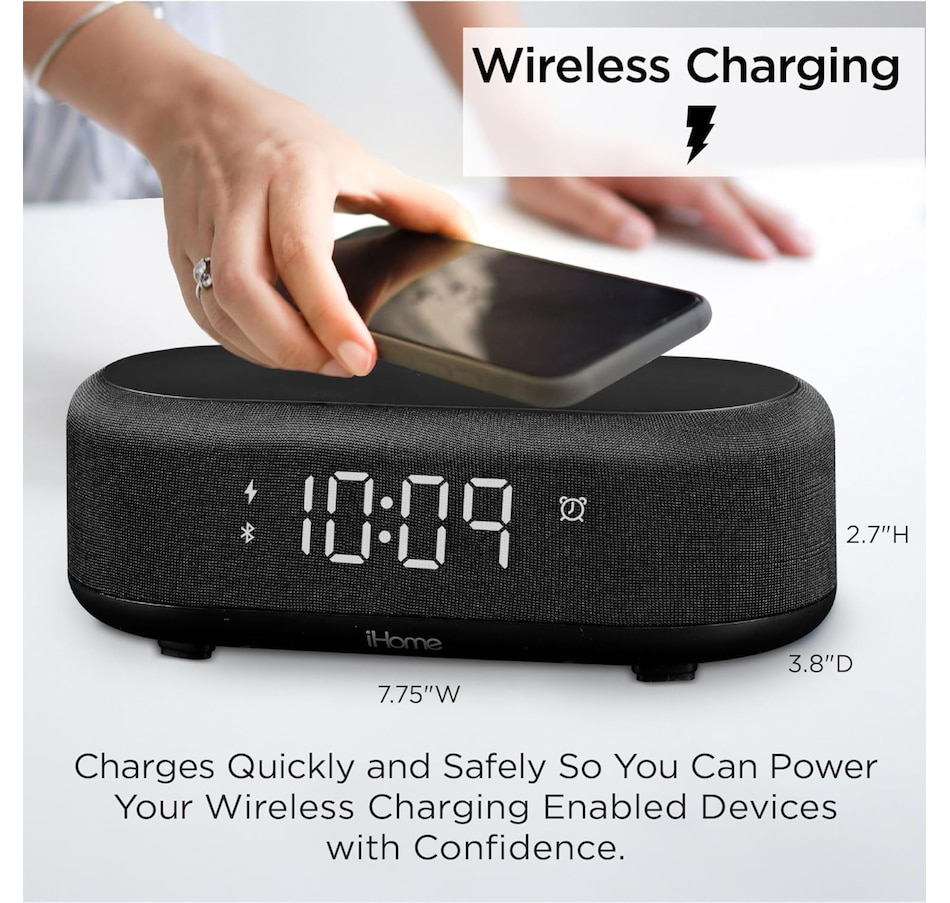 Image 732189_ALTMORE2.jpg, Product 732-189 / Price $59.99, iHome Bluetooth Alarm Clock with Wireless Charger and USB Charging Station from iHome on TSC.ca's Electronics department
