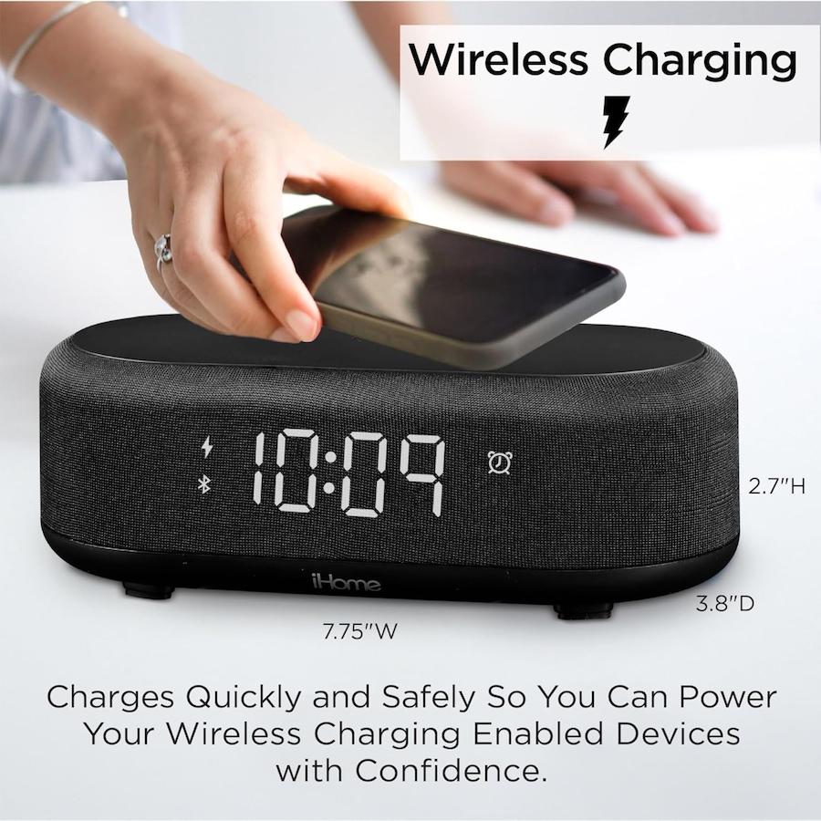 Image 732189_ALTMORE2.jpg, Product 732-189 / Price $59.99, iHome Bluetooth Alarm Clock with Wireless Charger and USB Charging Station from iHome on TSC.ca's Electronics department