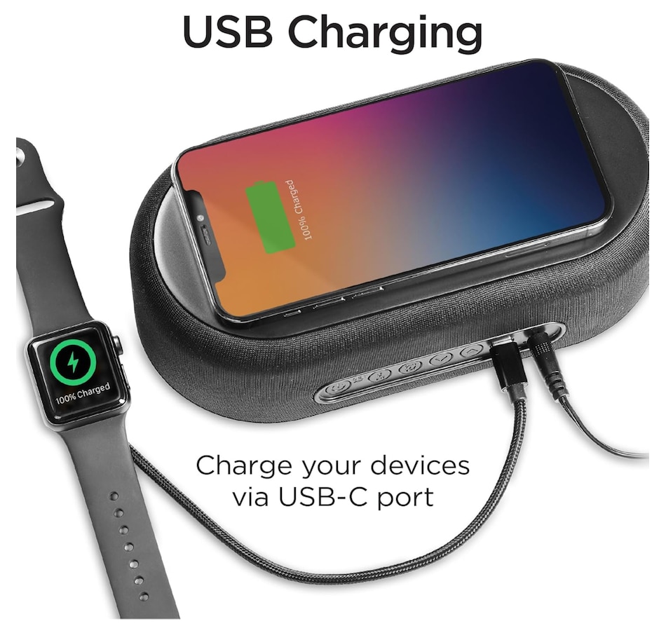 Image 732189_ALTMORE3.jpg, Product 732-189 / Price $59.99, iHome Bluetooth Alarm Clock with Wireless Charger and USB Charging Station from iHome on TSC.ca's Electronics department