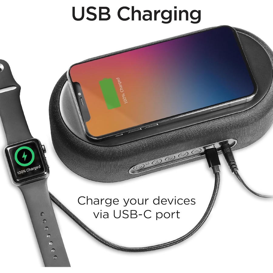 Image 732189_ALTMORE3.jpg, Product 732-189 / Price $59.99, iHome Bluetooth Alarm Clock with Wireless Charger and USB Charging Station from iHome on TSC.ca's Electronics department