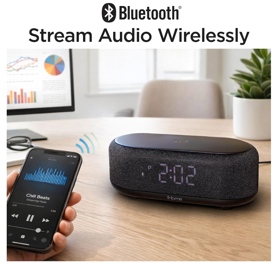 Image 732189_ALTMORE4.jpg, Product 732-189 / Price $59.99, iHome Bluetooth Alarm Clock with Wireless Charger and USB Charging Station from iHome on TSC.ca's Electronics department