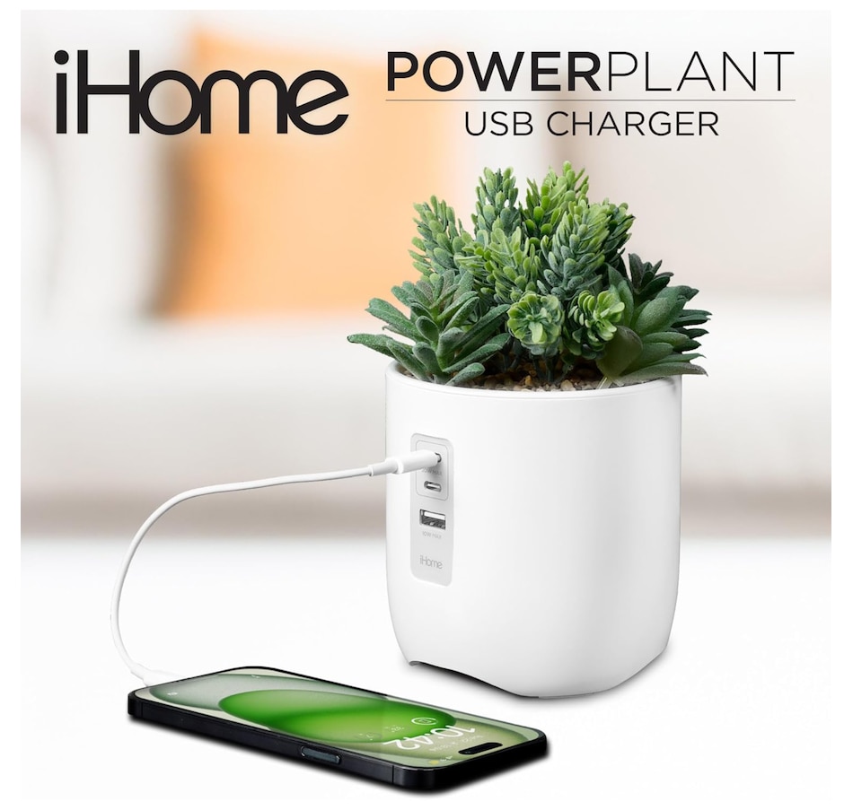 Image 732190_ALTMORE1.jpg, Product 732-190 / Price $49.99, iHome PowerPlant Charging Station, Faux Succulent with USB Charging Station from iHome on TSC.ca's Electronics department