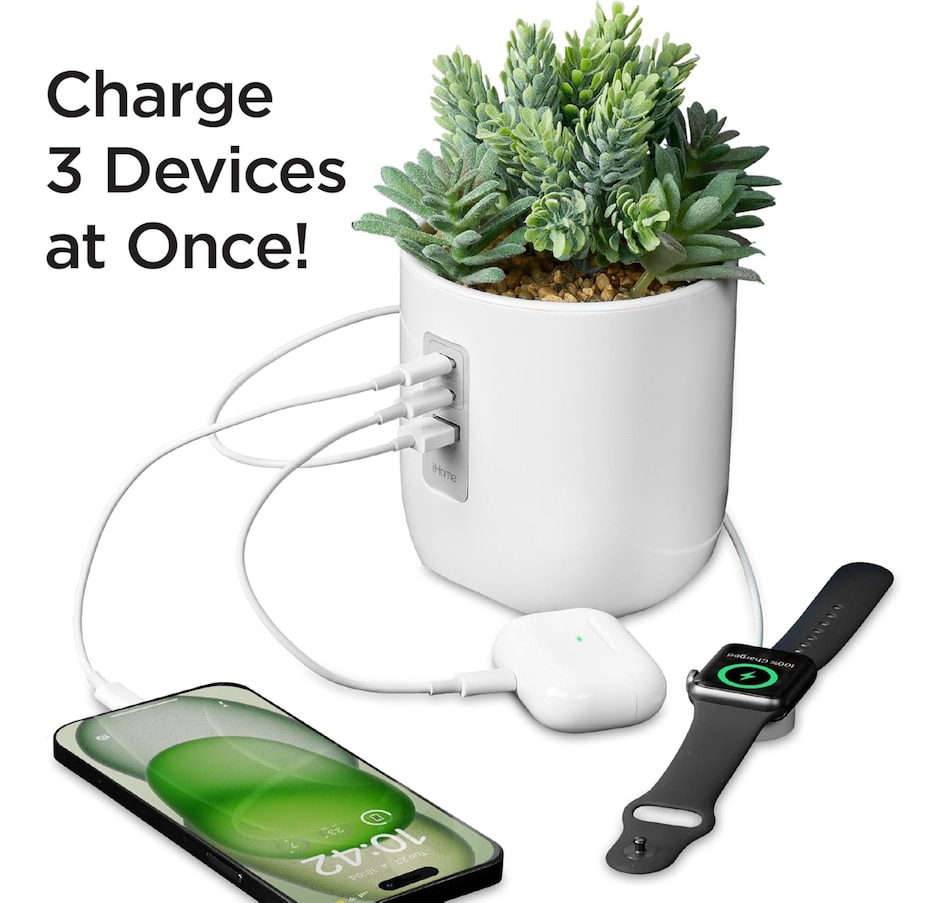 Image 732190_ALTMORE2.jpg, Product 732-190 / Price $49.99, iHome PowerPlant Charging Station, Faux Succulent with USB Charging Station from iHome on TSC.ca's Electronics department