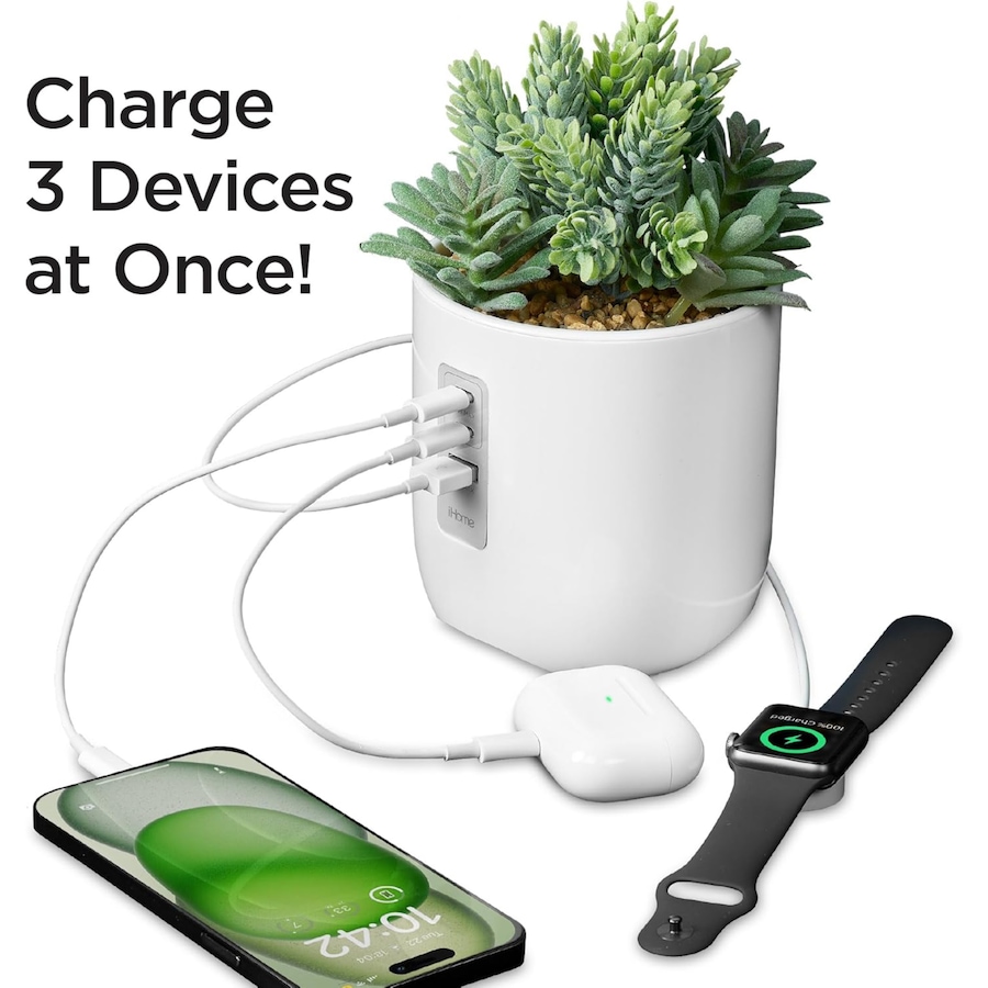 Image 732190_ALTMORE2.jpg, Product 732-190 / Price $49.99, iHome PowerPlant Charging Station, Faux Succulent with USB Charging Station from iHome on TSC.ca's Electronics department