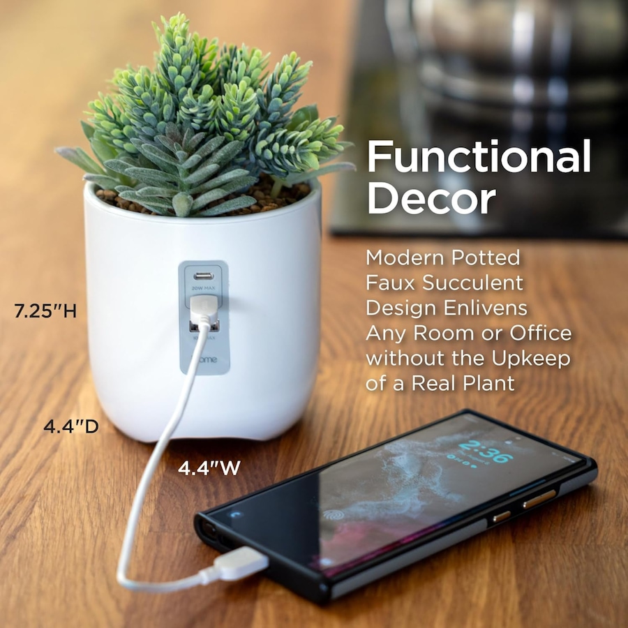 Image 732190_ALTMORE4.jpg, Product 732-190 / Price $49.99, iHome PowerPlant Charging Station, Faux Succulent with USB Charging Station from iHome on TSC.ca's Electronics department