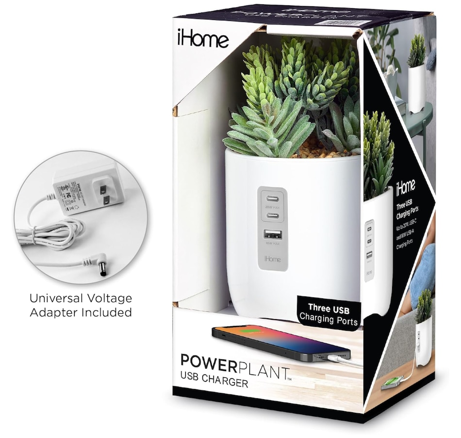 Image 732190_ALTMORE5.jpg, Product 732-190 / Price $49.99, iHome PowerPlant Charging Station, Faux Succulent with USB Charging Station from iHome on TSC.ca's Electronics department