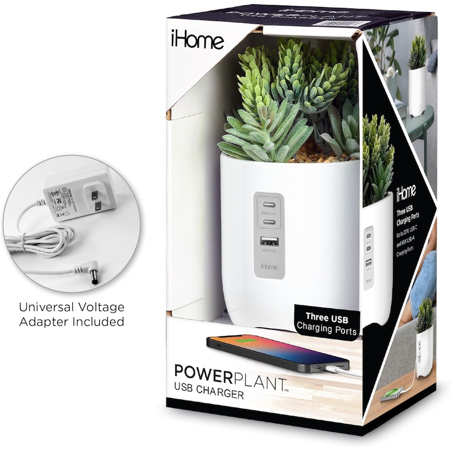 Image 732190_ALTMORE5.jpg, Product 732-190 / Price $49.99, iHome PowerPlant Charging Station, Faux Succulent with USB Charging Station from iHome on TSC.ca's Electronics department