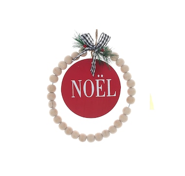 Christmas Noel Ornament with Beaded Hoop