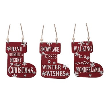 Christmas Flat Stocking-Shaped Ornaments (set of 6)